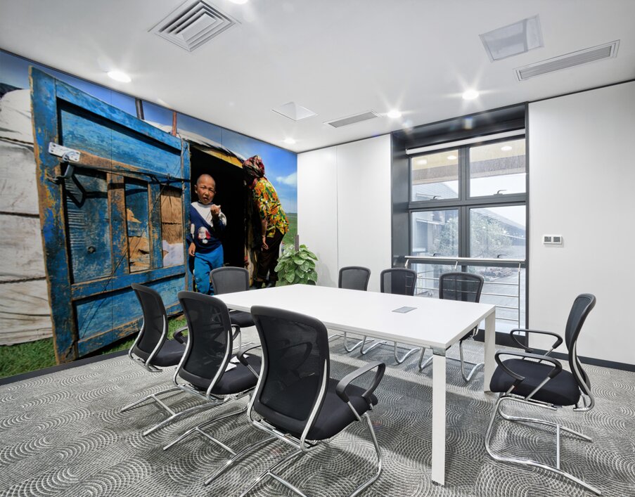Ger tent in Mongolia with child and elder outside Wall Printing