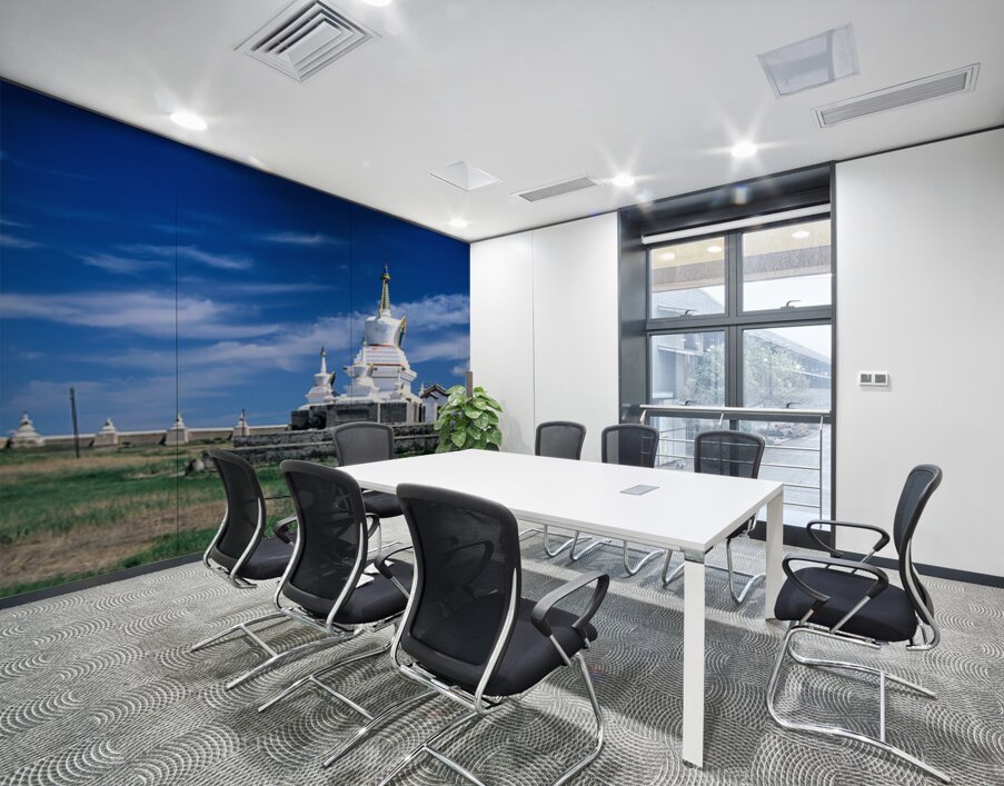 Erdene Zuu Monastery stands in Mongolia under a clear blue sky Wall Printing