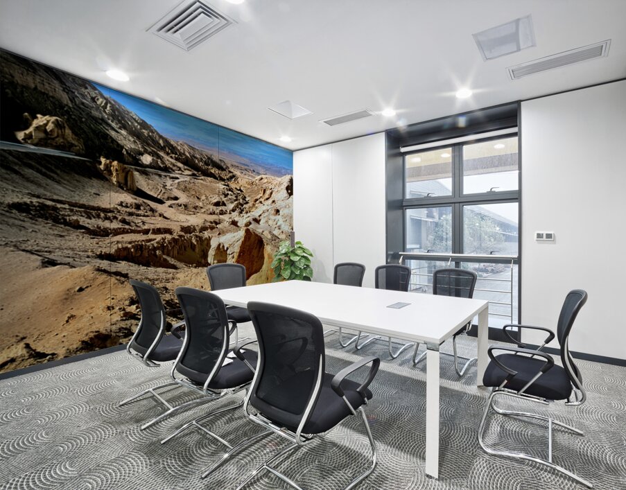 Dramatic arid mountain landscape with a winding road. Wall Printing