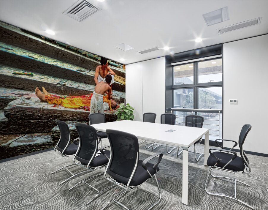 Cremation ceremony in Pashupatinath Kathmandu Nepal Wall Printing