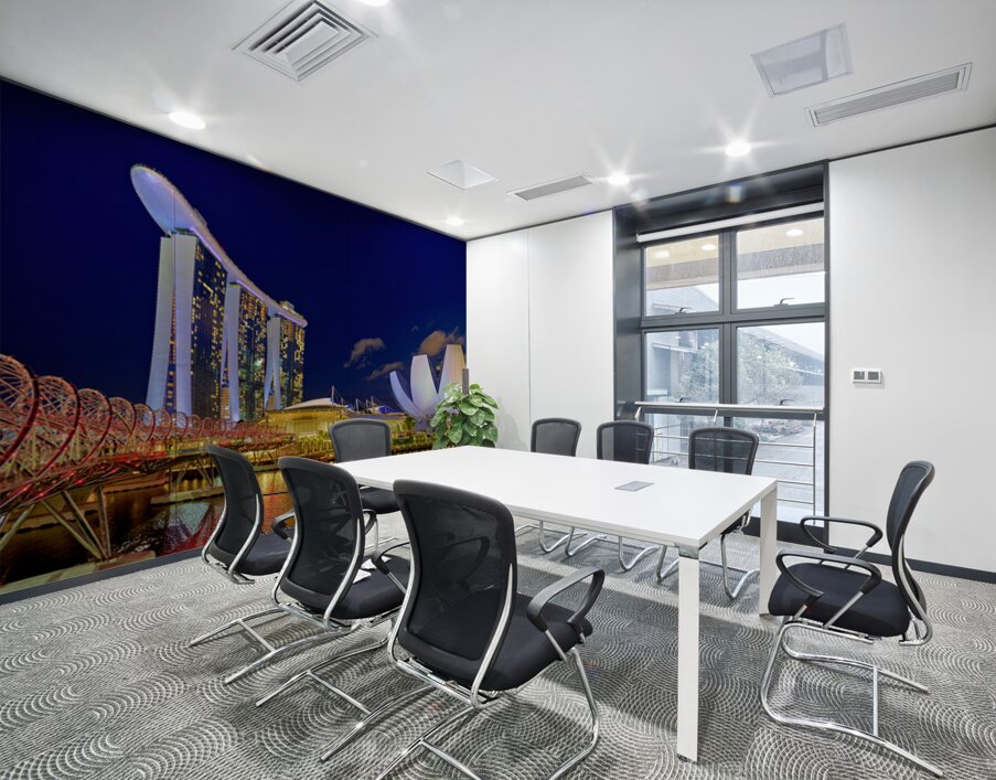 Sunset at marina bay sands artscience museum and helix bridge Wall Printing