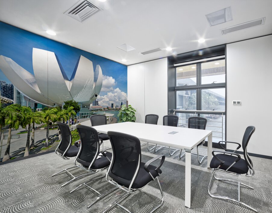 Visitors enjoy view of ArtScience Museum in Singapore near water Wall Printing