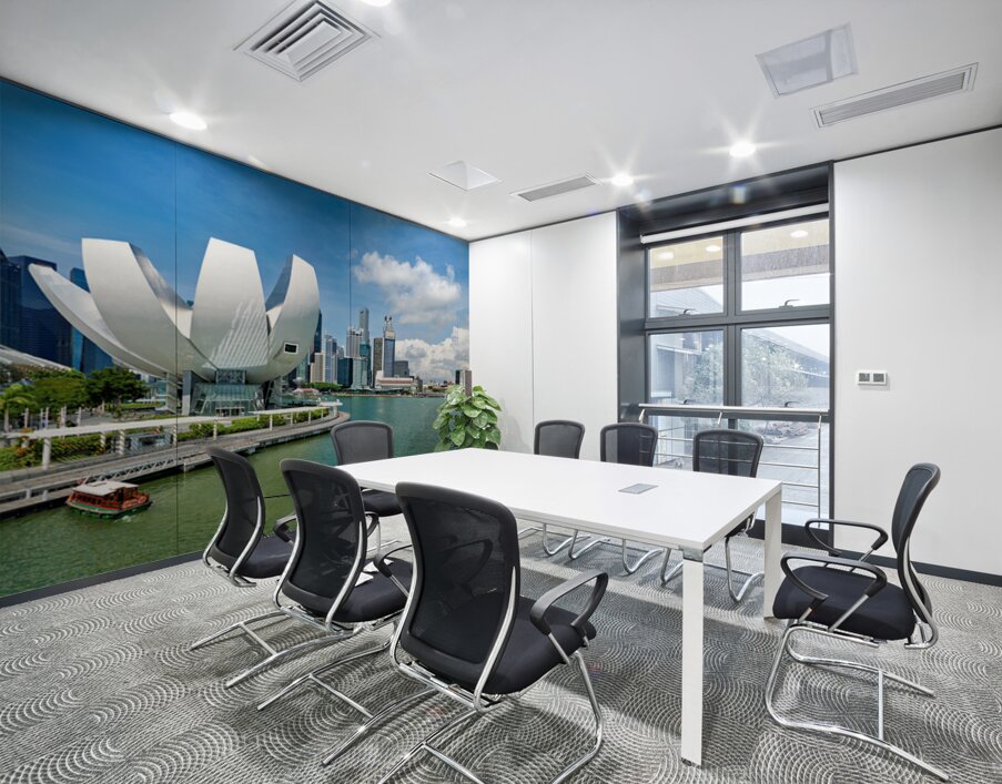 Visitors view ArtScience Museum and city skyline in Singapore Wall Printing