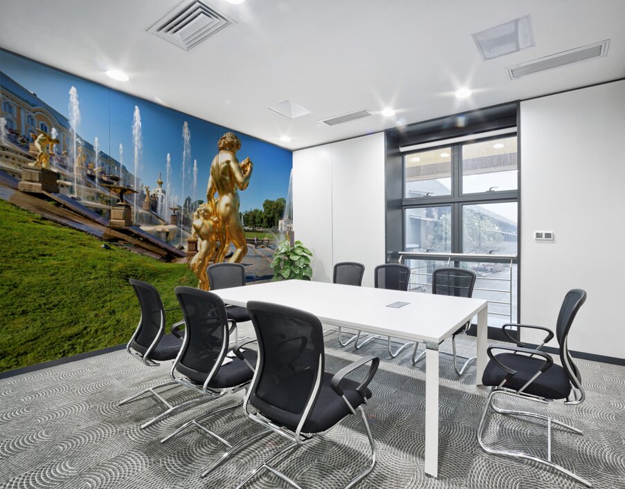 Golden statues at Peterhof Palace in St. Petersburg Russia Wall Printing