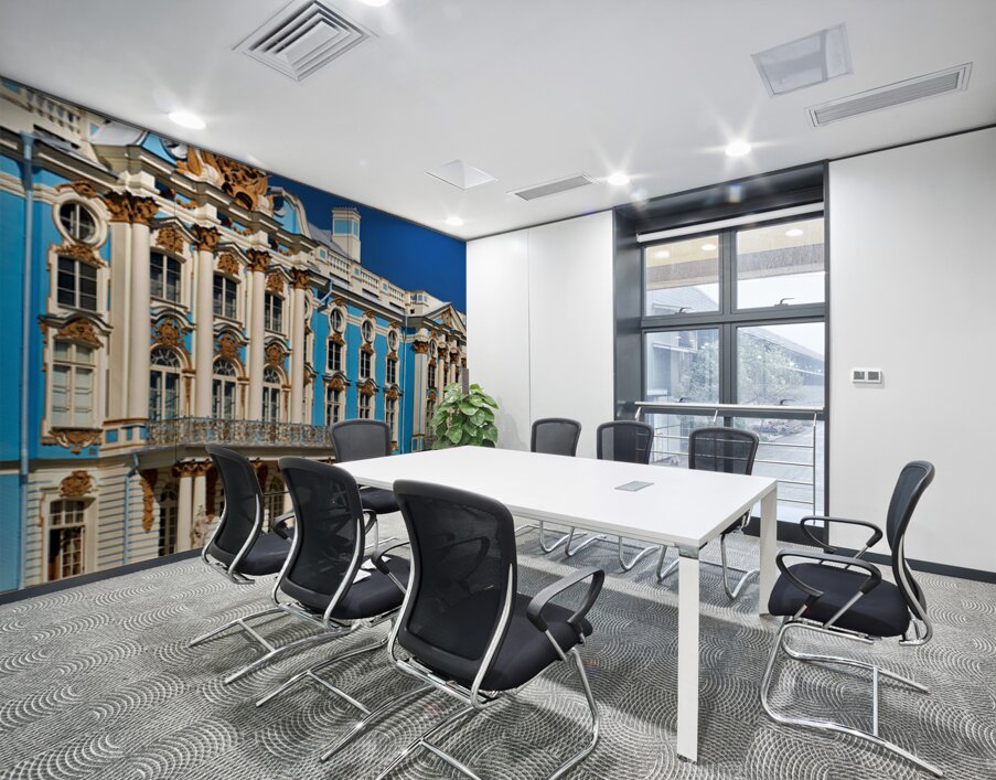 Catherine Palace in Saint Petersburg with blue facade and garden Wall Printing