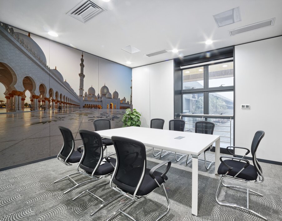 Visitors explore Sheikh Zayed Grand Mosque in Abu Dhabi Wall Printing