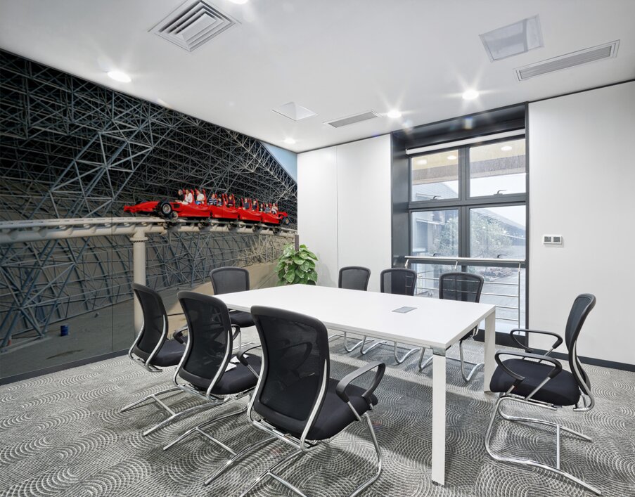 Ferrari World roller coaster ride in Abu Dhabi with guests Wall Printing