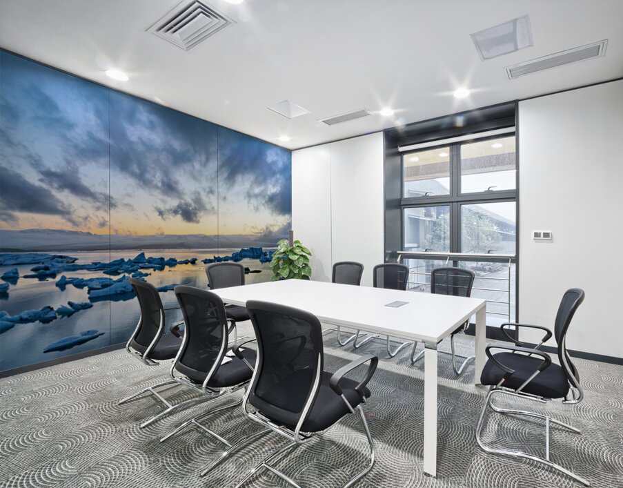 Midnight scenes at Jokulsarlon glacier lagoon in Iceland Wall Printing