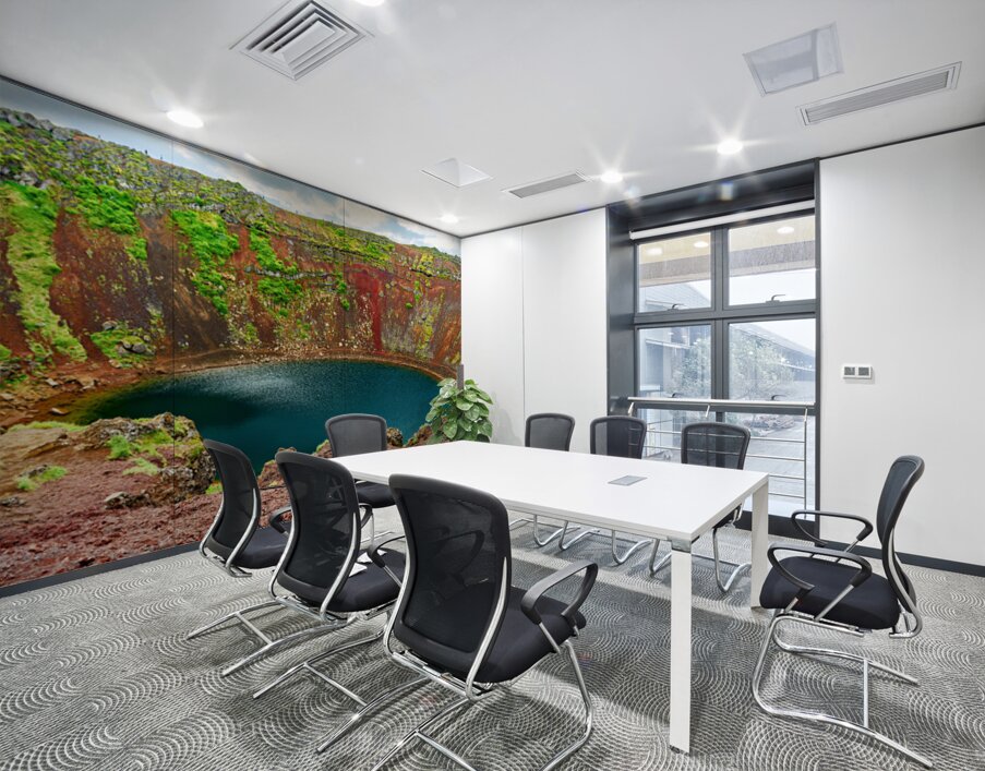 Exploring Kerid Crater in Iceland on a cloudy day Wall Printing