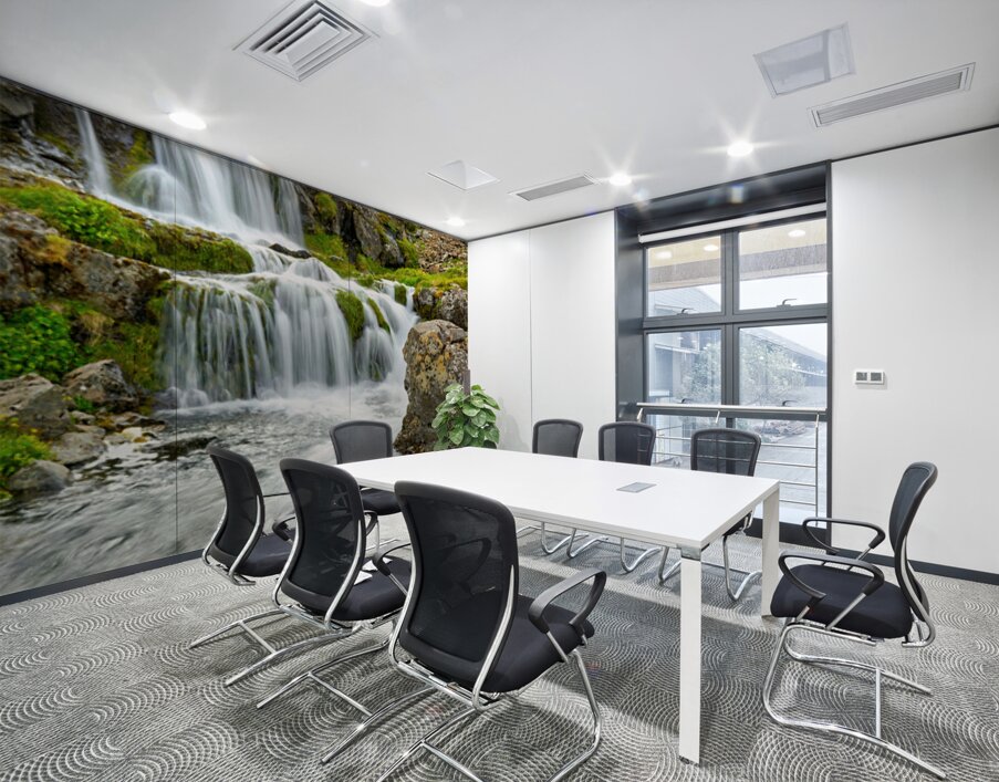 Gongumannafoss waterfall in Iceland with flowing water Wall Printing