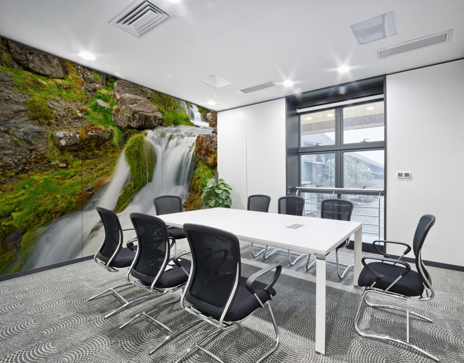 Gongumannafoss waterfall flows in Iceland during daylight hours Wall Printing