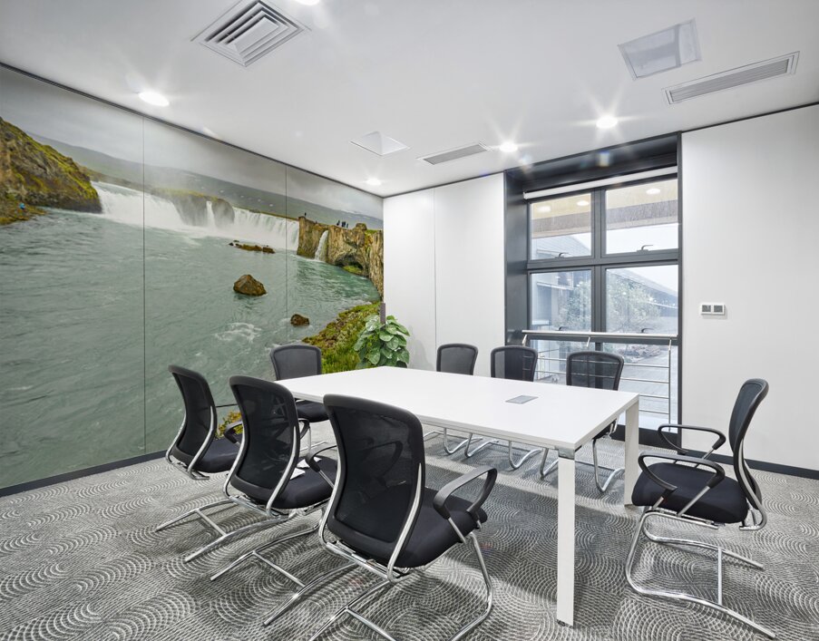 Exploring Godafoss waterfall in Iceland on a cloudy day Wall Printing