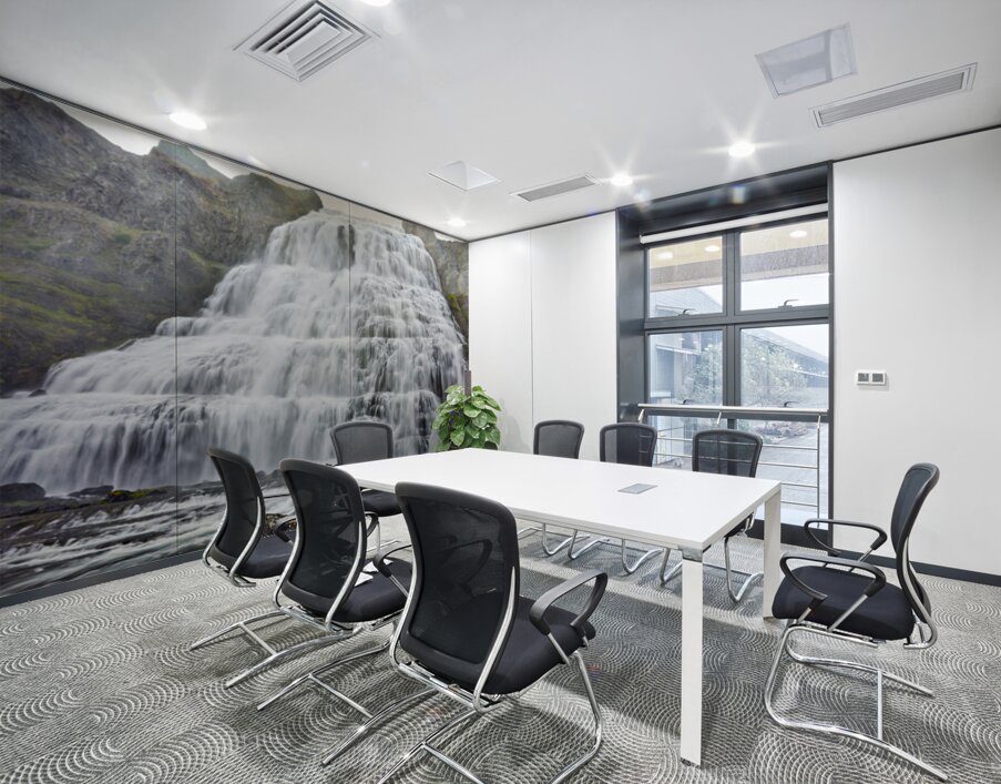 Visiting Dynjandi Waterfall in Iceland during daytime Wall Printing