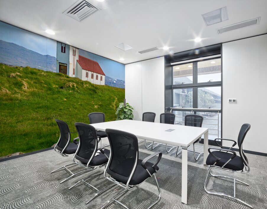 Visit to Hellnar Church in Iceland on a sunny day Wall Printing