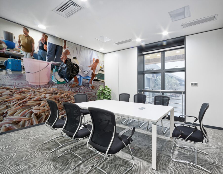 Muscat Oman fish market shows daily life of fishermen and buyers Wall Printing
