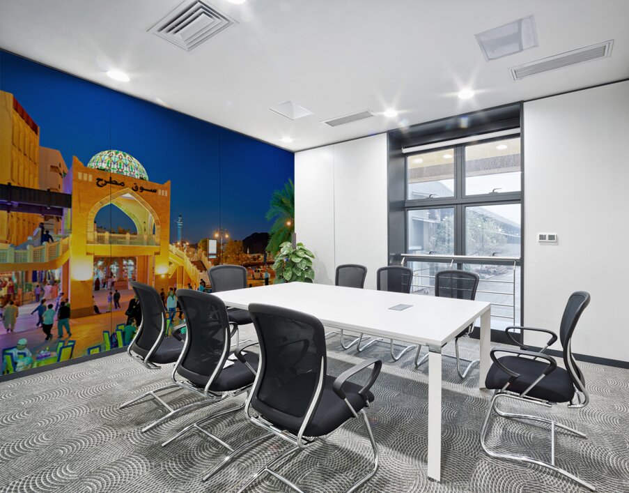 Waterfront view of Mutrah Souq in Muscat at sunset time Wall Printing