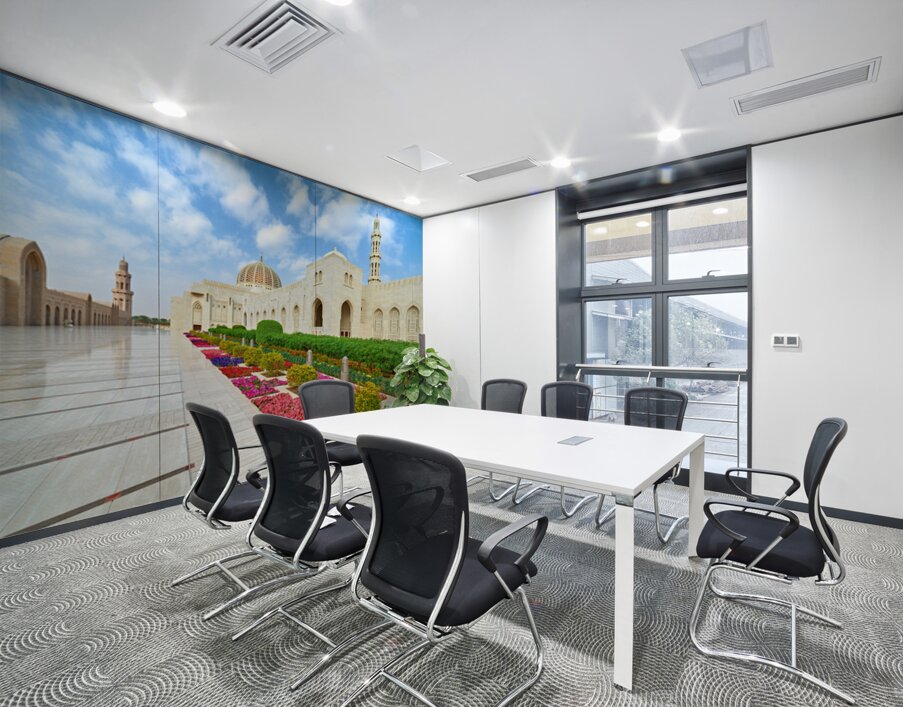 Visit Sultan Qaboos Grand Mosque in Muscat Oman during the day Wall Printing