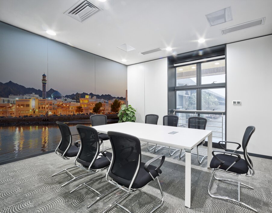 Sunset view of waterfront in Muscat Oman with city lights Wall Printing