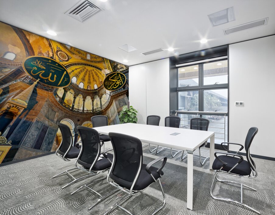Visitors explore Hagia Sophia Grand Mosque in Istanbul Wall Printing