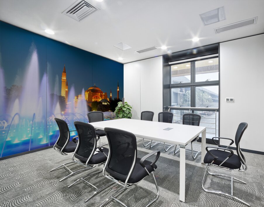 Hagia Sophia Grand Mosque at night with a fountain display Wall Printing