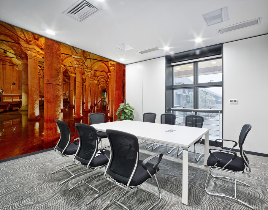 Explore Basilica Cistern in Istanbul at nighttime Wall Printing