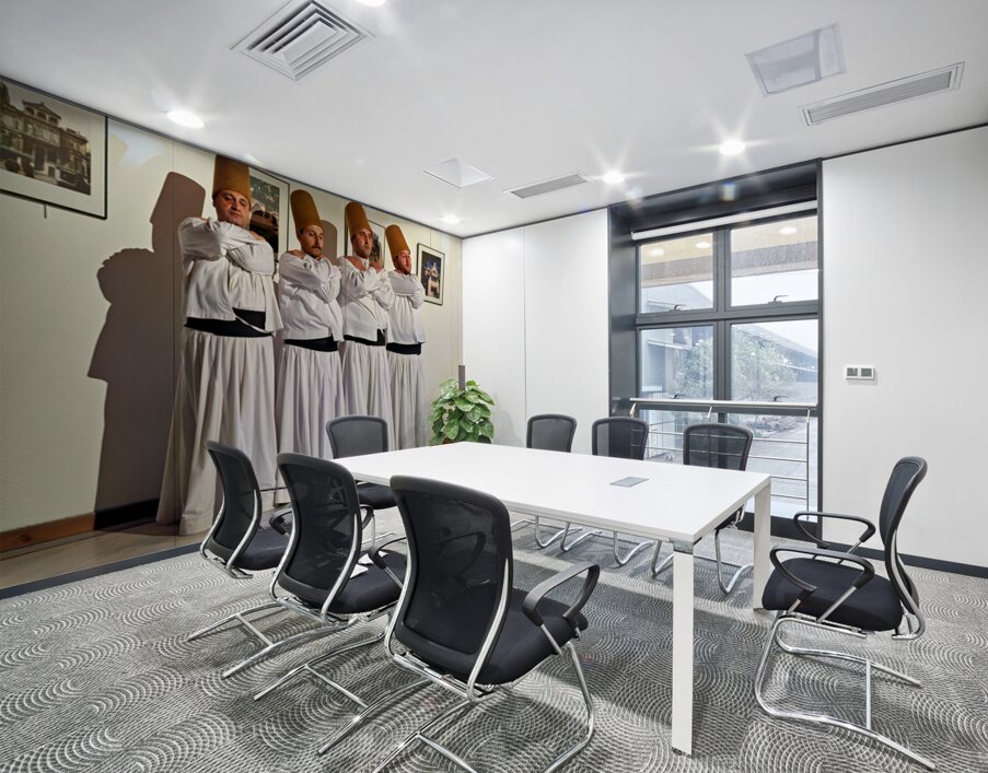 Whirling dervishes perform sufi dance in Istanbul Turkey Wall Printing
