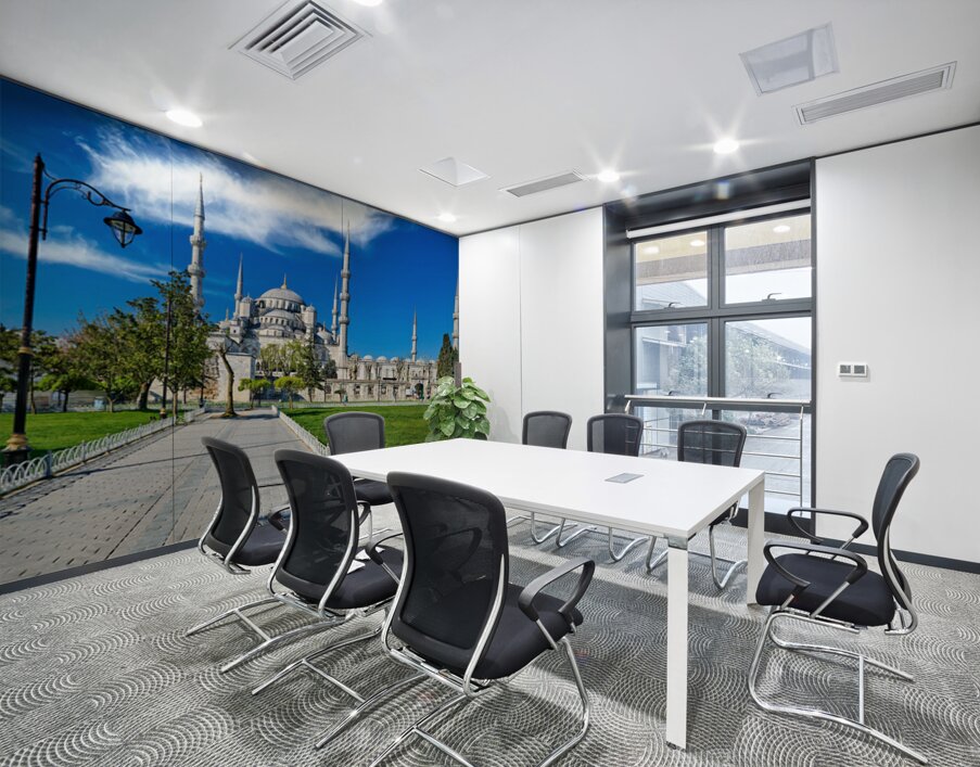 Visit Blue Mosque in Istanbul Turkey with clear sky Wall Printing