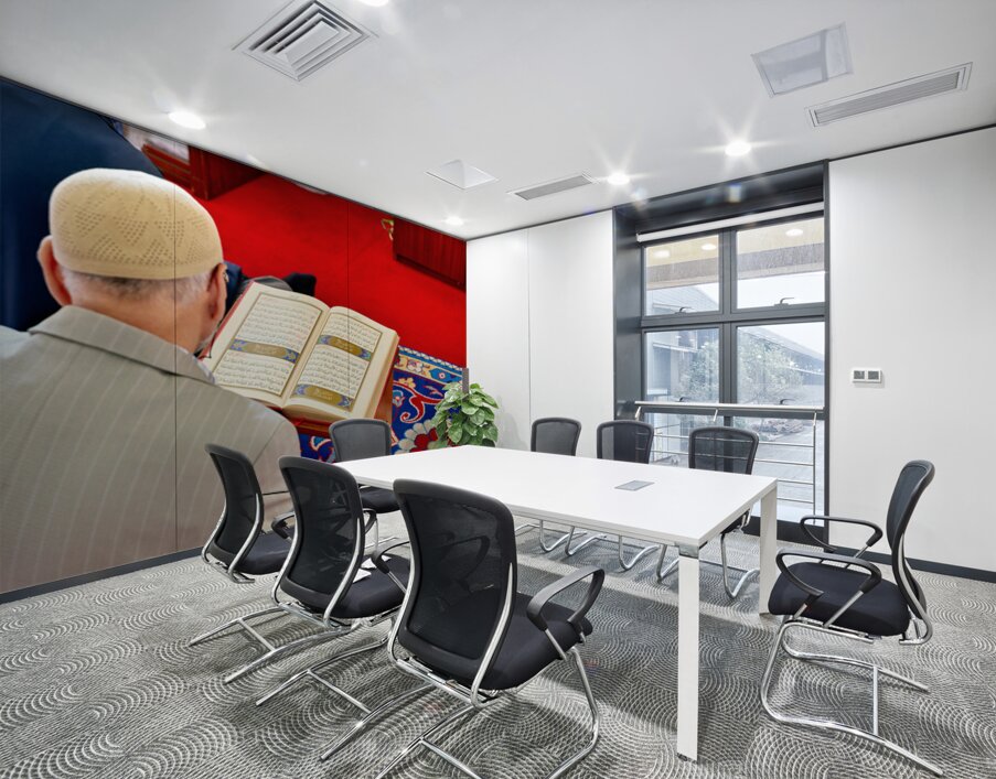 Man reading Quran inside Fatih Mosque in Istanbul Turkey Wall Printing