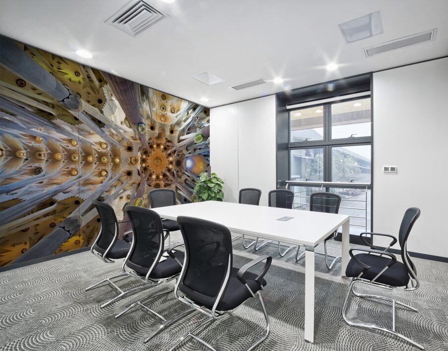 Visitors admire the Sagrada Famílias interior Wall Printing