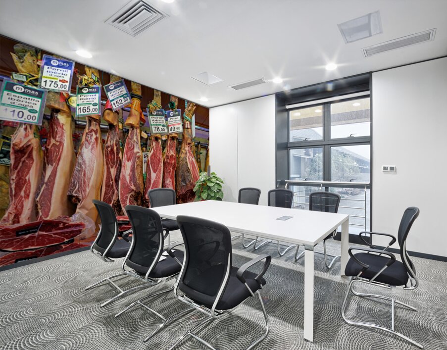 Jamon Iberico displayed in Mercat de Sant Josep de la Boqueria Wall Printing