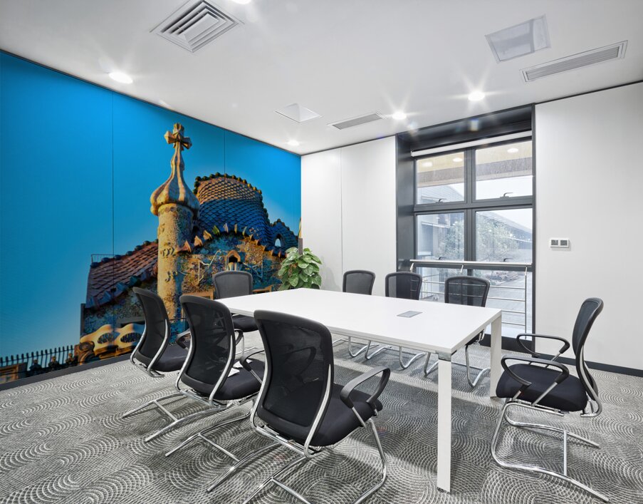 Exploring Casa Batllo in Barcelona Spain during sunset Wall Printing