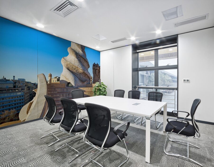 Rooftop views of Casa Mila in sunny Barcelona Wall Printing