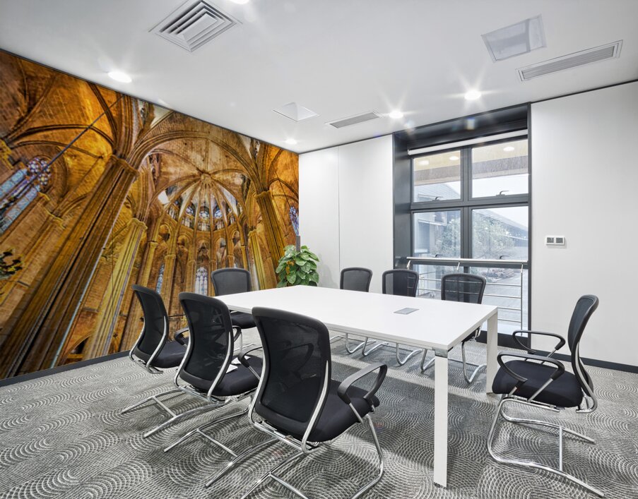 Iconic views of Barcelonas Holy Cross Cathedral Wall Printing