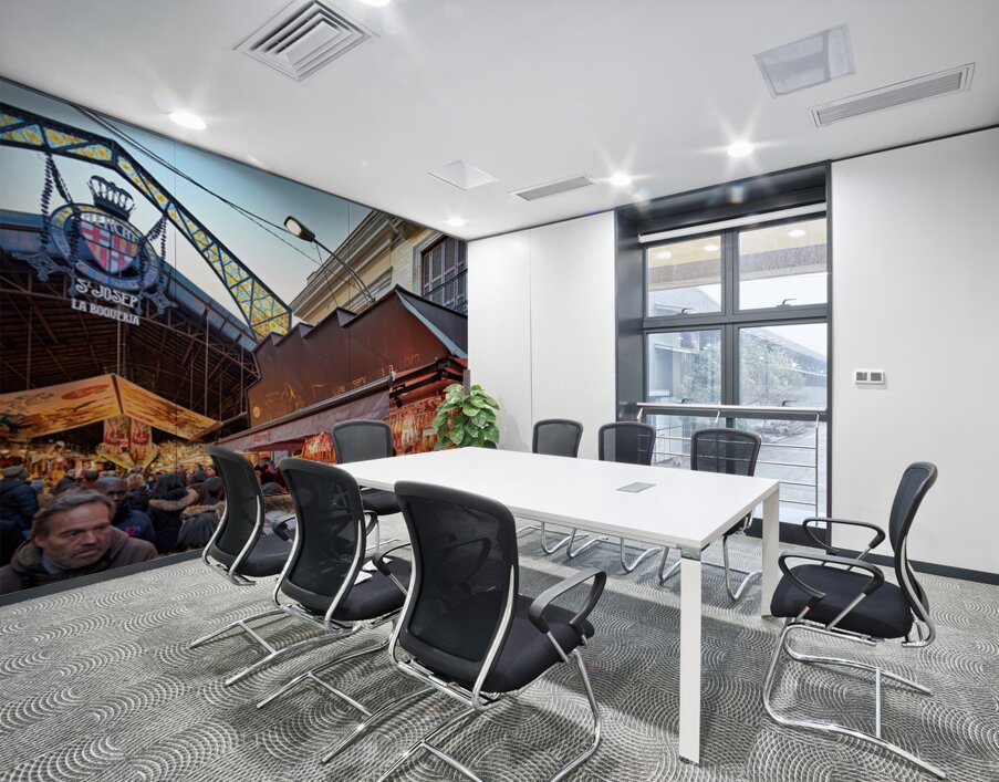 Crowds gather at Barcelonas La Boqueria market Wall Printing