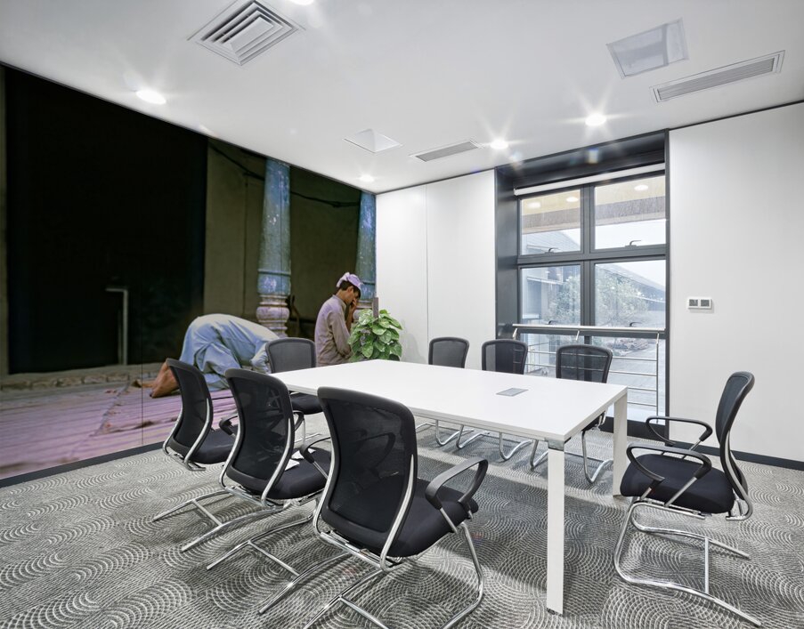 Men pray in the mosque in Chitral during afternoon prayer Wall Printing