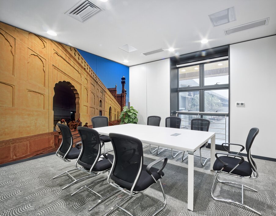 Visitors rest by Badshahi Mosque during sunset in Lahore Wall Printing