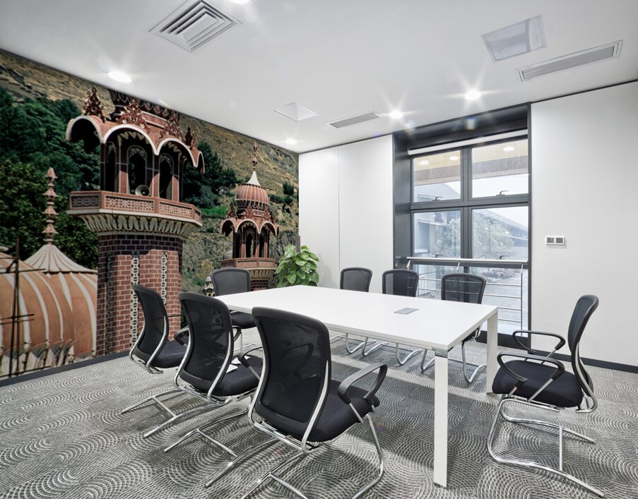 Mosque towers stand tall in Chitral Pakistan on a clear day Wall Printing