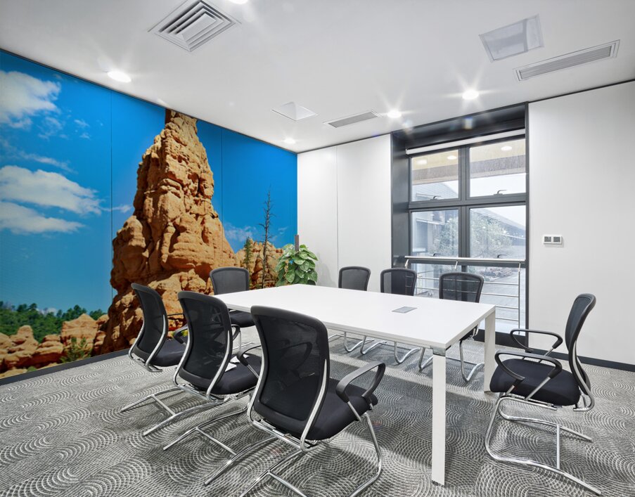 Rock formation towers over trees in Dixie National Forest Wall Printing