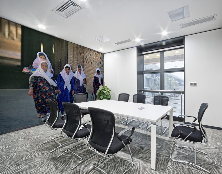 Women stroll through Khivas streets with tradition Wall Printing