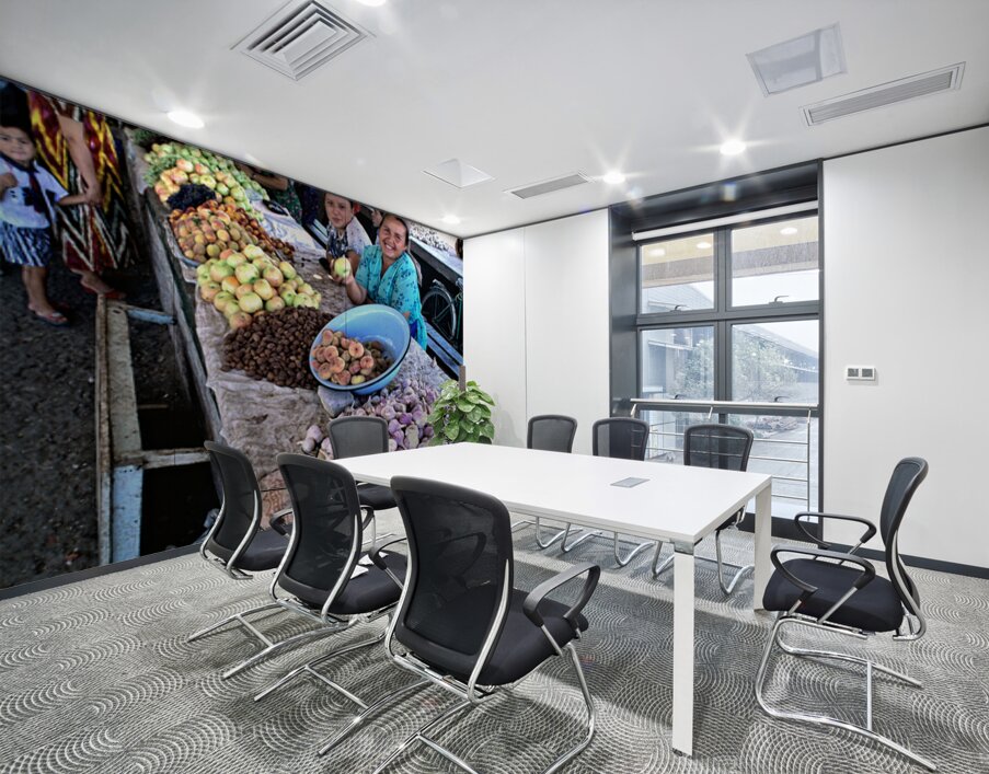Market scene in Khiva Uzbekistan with fresh produce and people Wall Printing