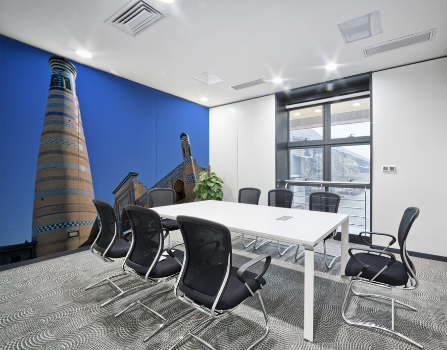 Explore Khivas historic minaret and architecture Wall Printing