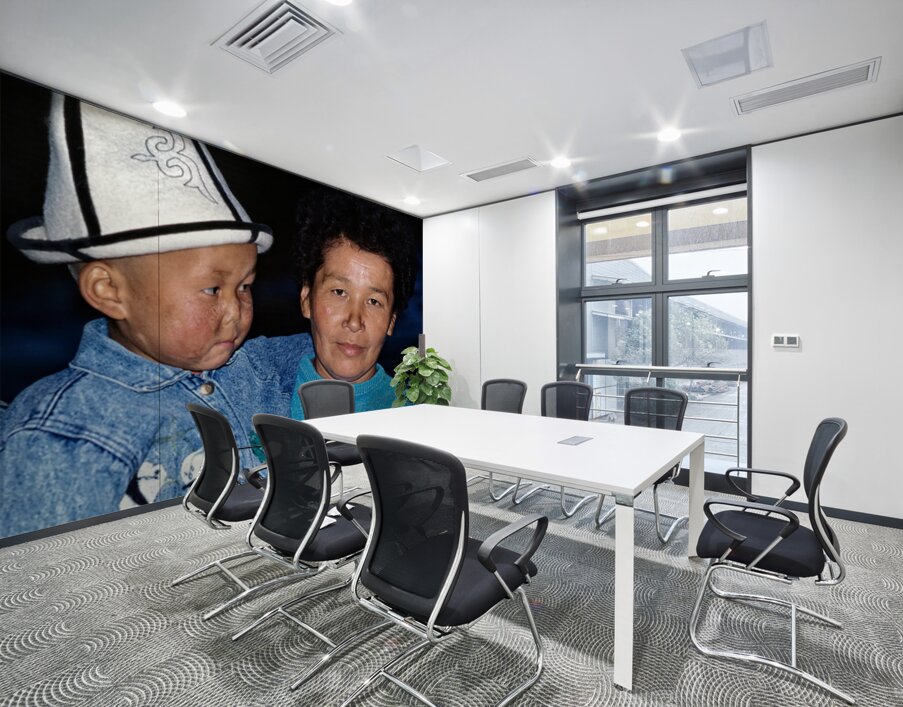 Uzbekistan mother and child in traditional attire during daytime Wall Printing