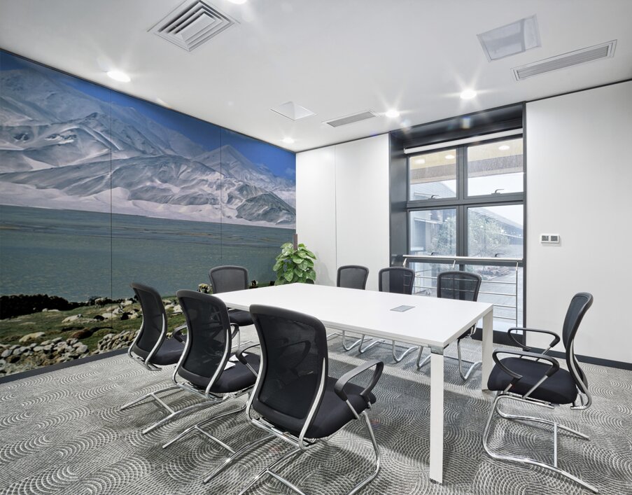 Mountains and livestock in Uzbekistan landscape Wall Printing