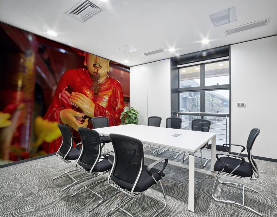 Statue of a deity in Hanoi Vietnam showing traditional clothing Wall Printing