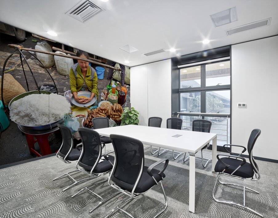 Woman selling food at street market in Ho Chi Minh City Wall Printing