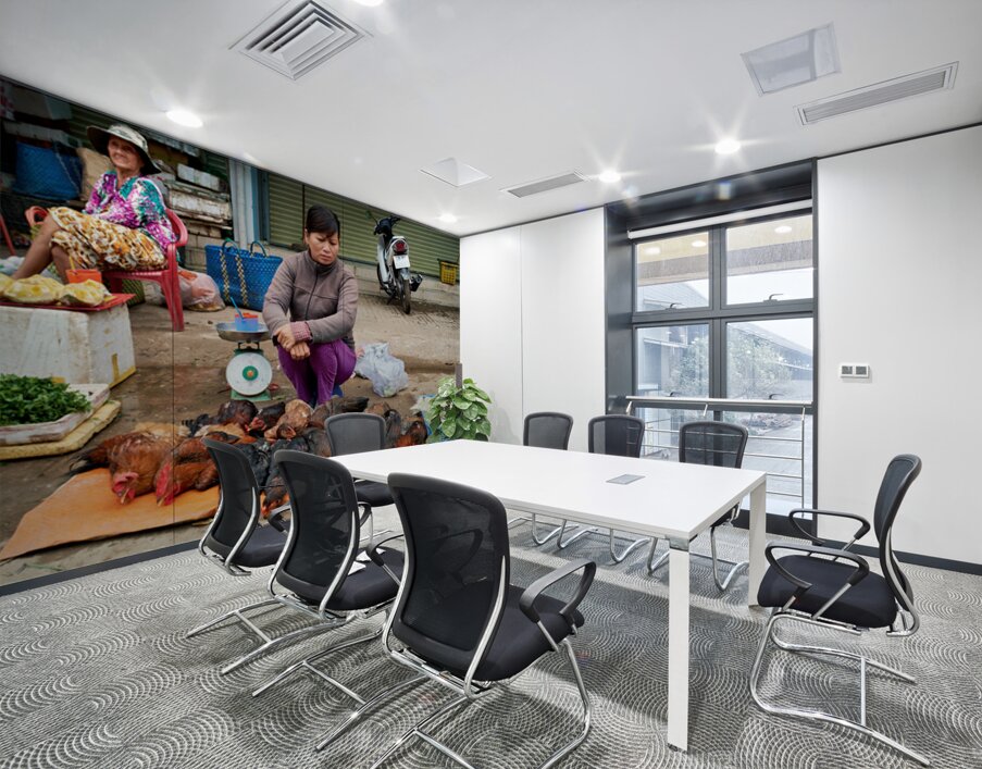 Women selling chickens at market in Phu Quoc Vietnam Wall Printing