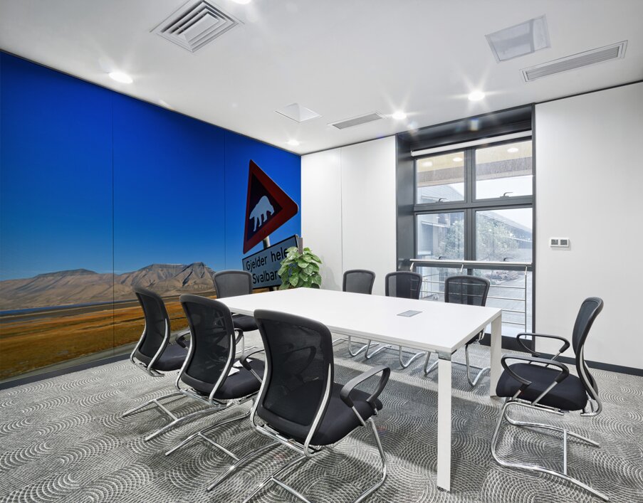 Warning sign for polar bears in Longyearbyen Svalbard Wall Printing