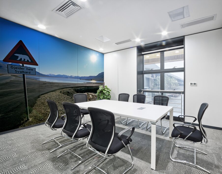 Warning signs in Longyearbyen Svalbard Archipelago Norway Wall Printing