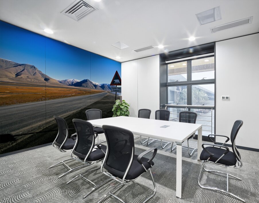 Warning signs for polar bears in Longyearbyen Svalbard Wall Printing