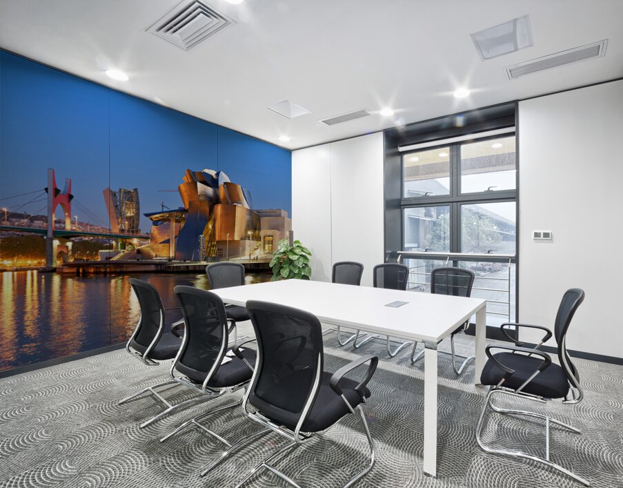 Guggenheim Museum in Bilbao at night with river view Wall Printing